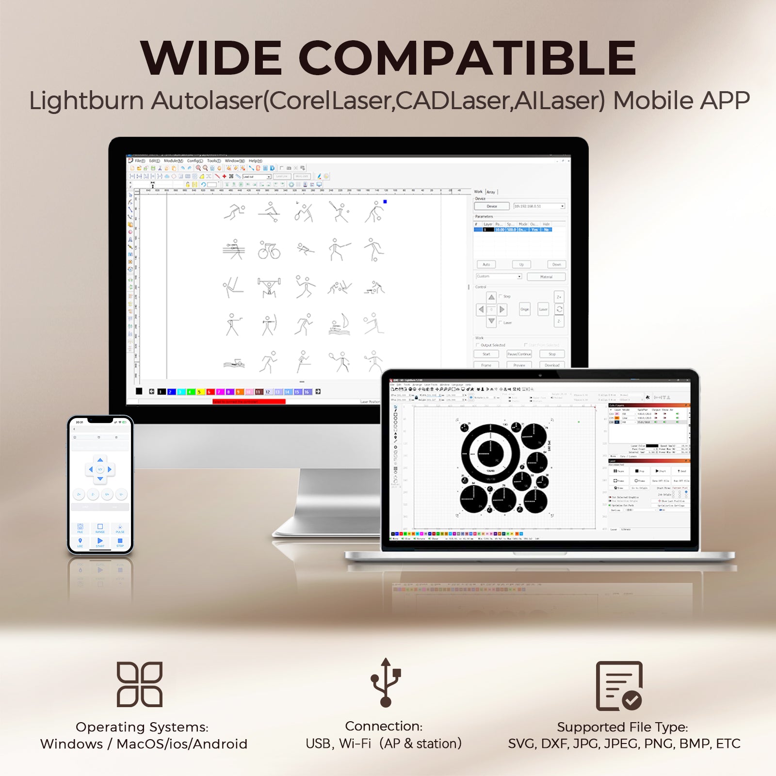 Monport Reno45 Pro 45W Desktop CO2 Laser Engraver & Cutter (16" X 12") with Semi-Autofocus and Free Lightburn