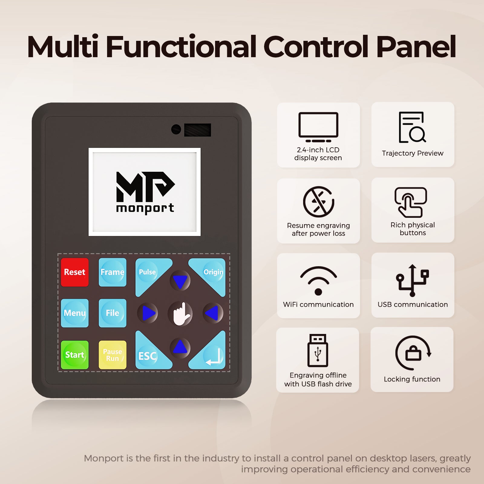 Monport Reno45 Pro 45W Desktop CO2 Laser Engraver & Cutter (16" X 12") with Semi-Autofocus and Free Lightburn