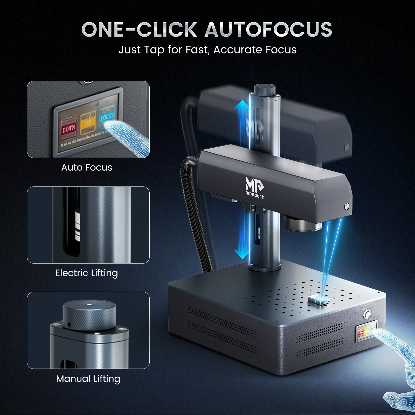 Monport GM 50W Pro Integrated Fiber Laser Engraver & Marking Machine with AutoFocus