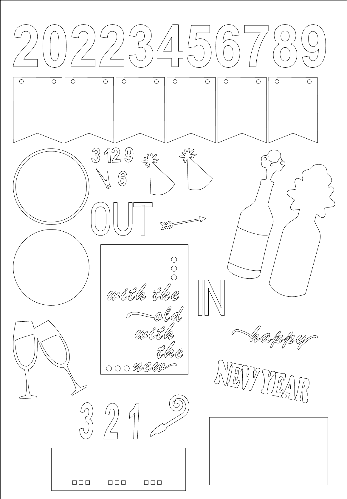 New Year Wooden Material Illustration-File