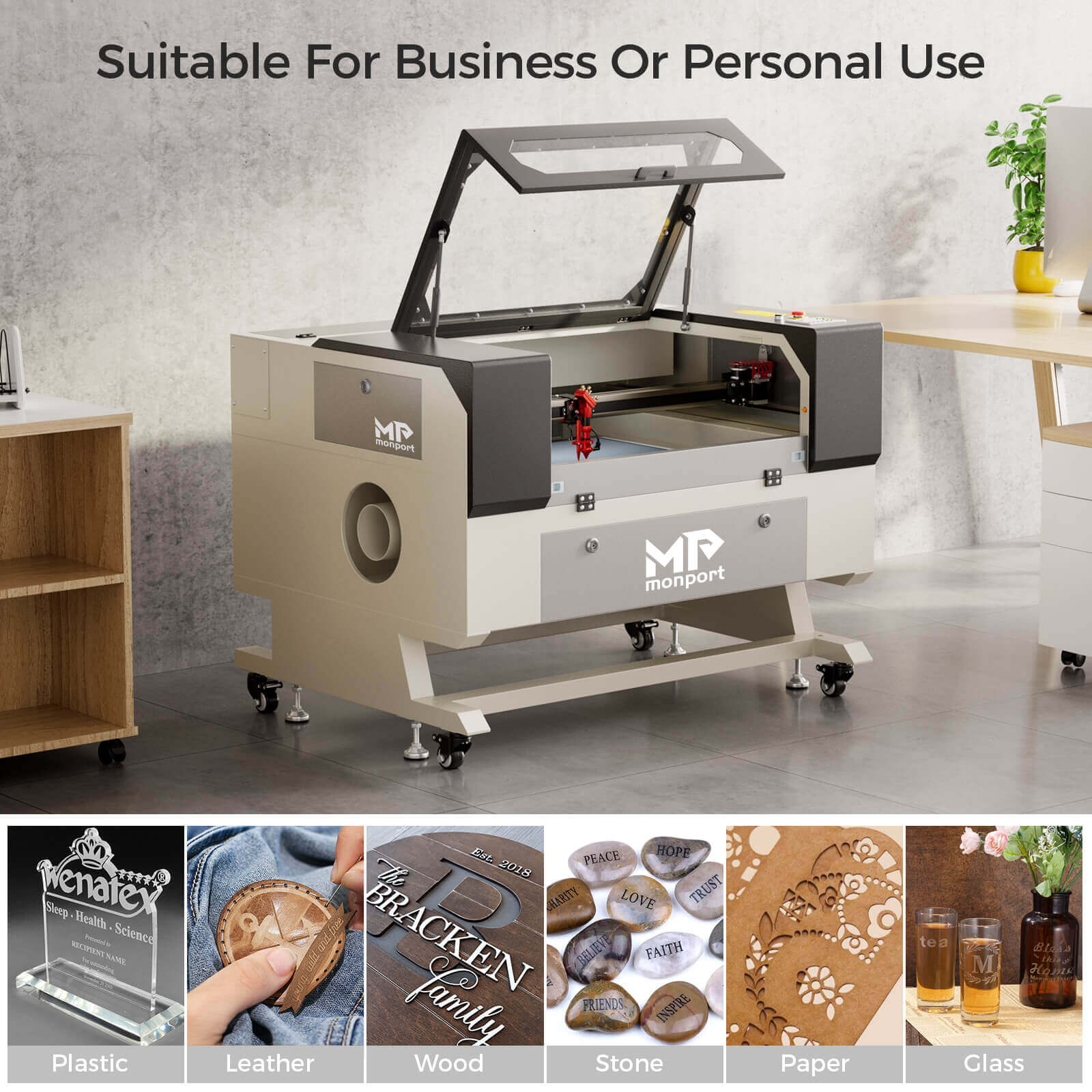 Monport 60W CO2 Laser Engraver & Cutter (28" x 20") with Autofocus