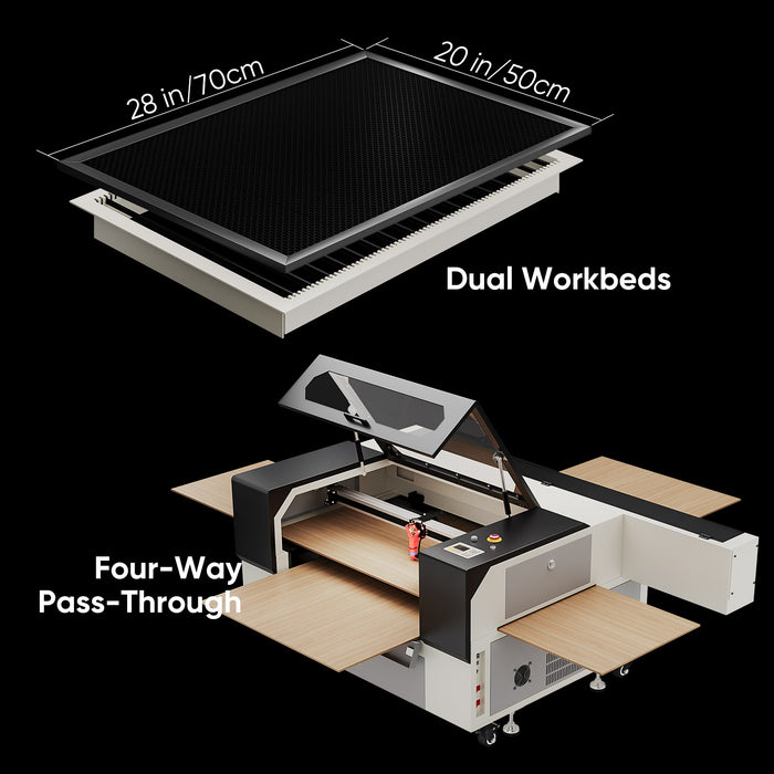 Monport 100W CO2 Laser Engraver & Cutter (28" x 20") with Autofocus