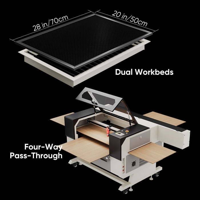 Monport 100W CO2 Laser Engraver & Cutter (28" x 20") with Autofocus and Bracket