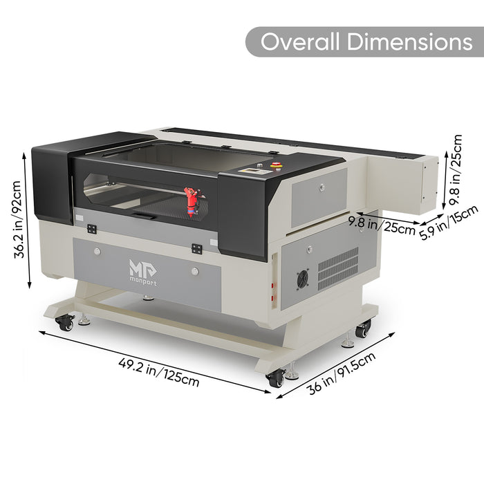 Monport 80W CO2 Laser Engraver & Cutter (28" x 20") with Autofocus and Bracket