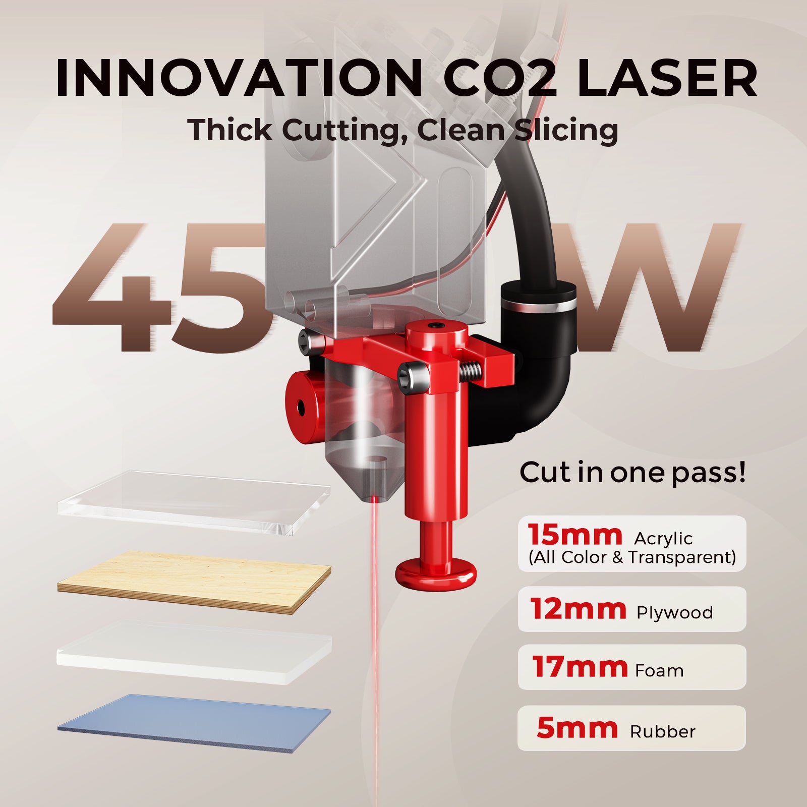 Monport Reno45 45W Desktop CO2 Laser Engraver & Cutter (16