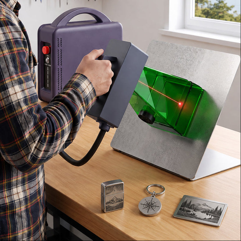 Free LightBurn Pro Limited Time | Monport 20W Portable Fiber Laser Engraver for Color Metal Marking-JP