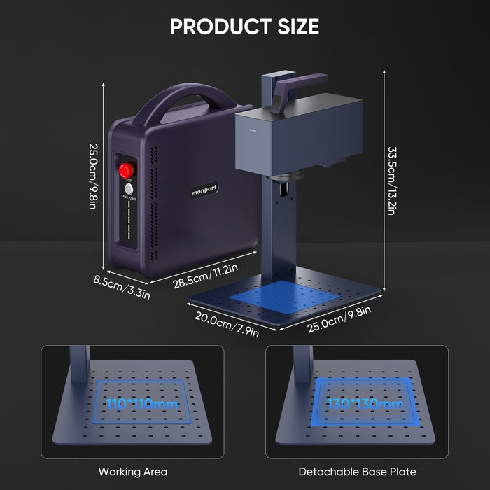 Monport 20W Portable Fiber Laser Engraver for Color Metal Marking-JP
