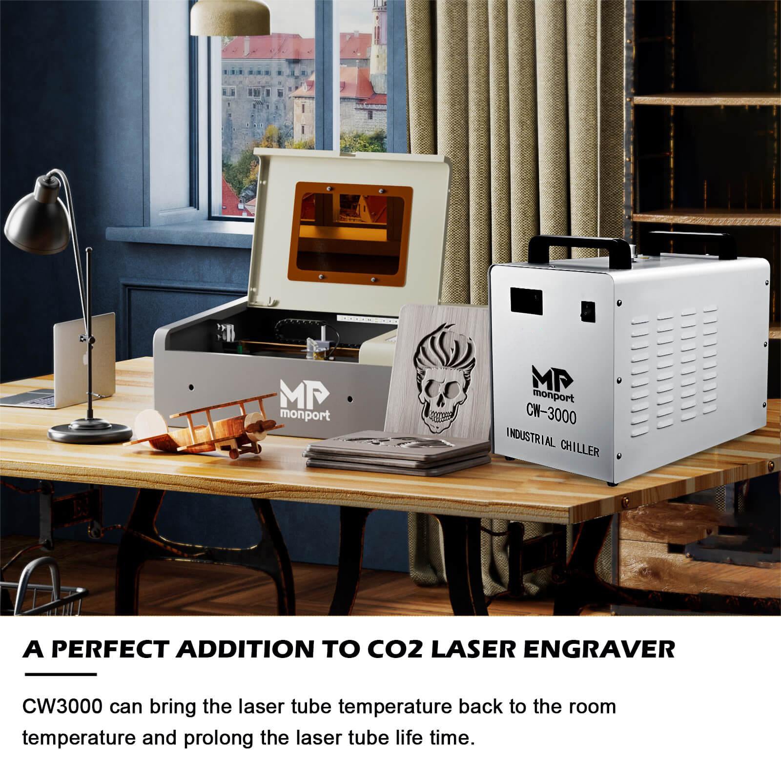 Monport 9L CW-3000 Water Cooling System for 40W CO2 Laser Engraver with CO2 Antifreeze Laser Coolant