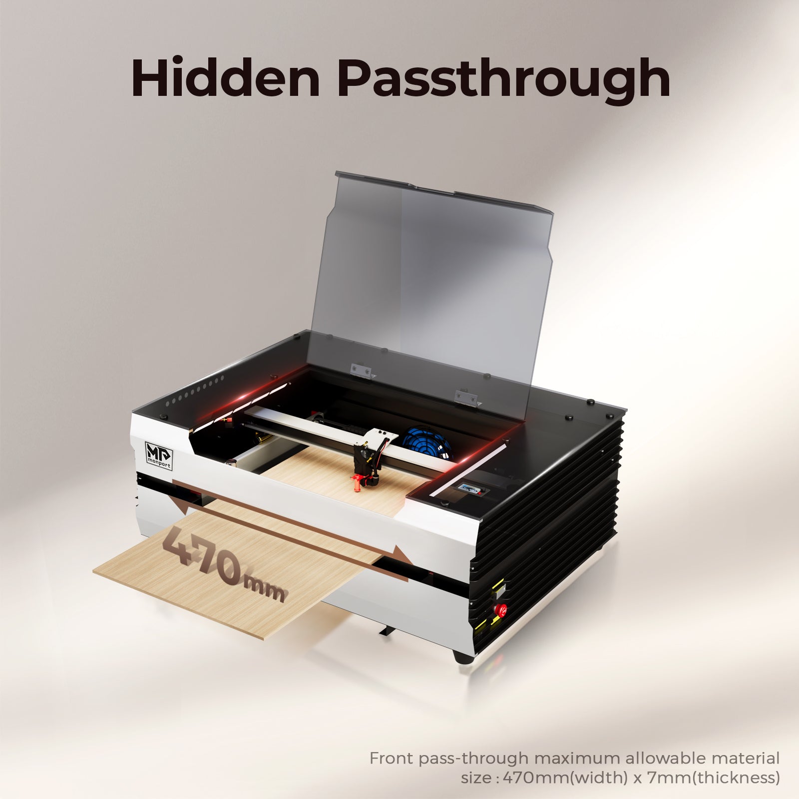 Monport Reno45 45W Desktop CO2 Laser Engraver & Cutter (16