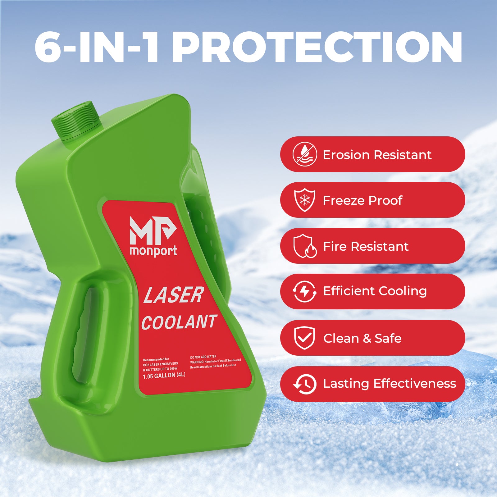 Monport 6L CW-5200 Industrial Water Chiller with CO2 Antifreeze Laser Coolant