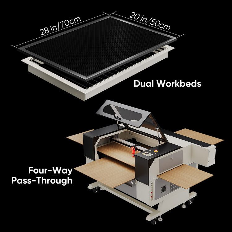 Monport 80W CO2 Laser Engraver & Cutter (28" x 20") with Autofocus and Bracket