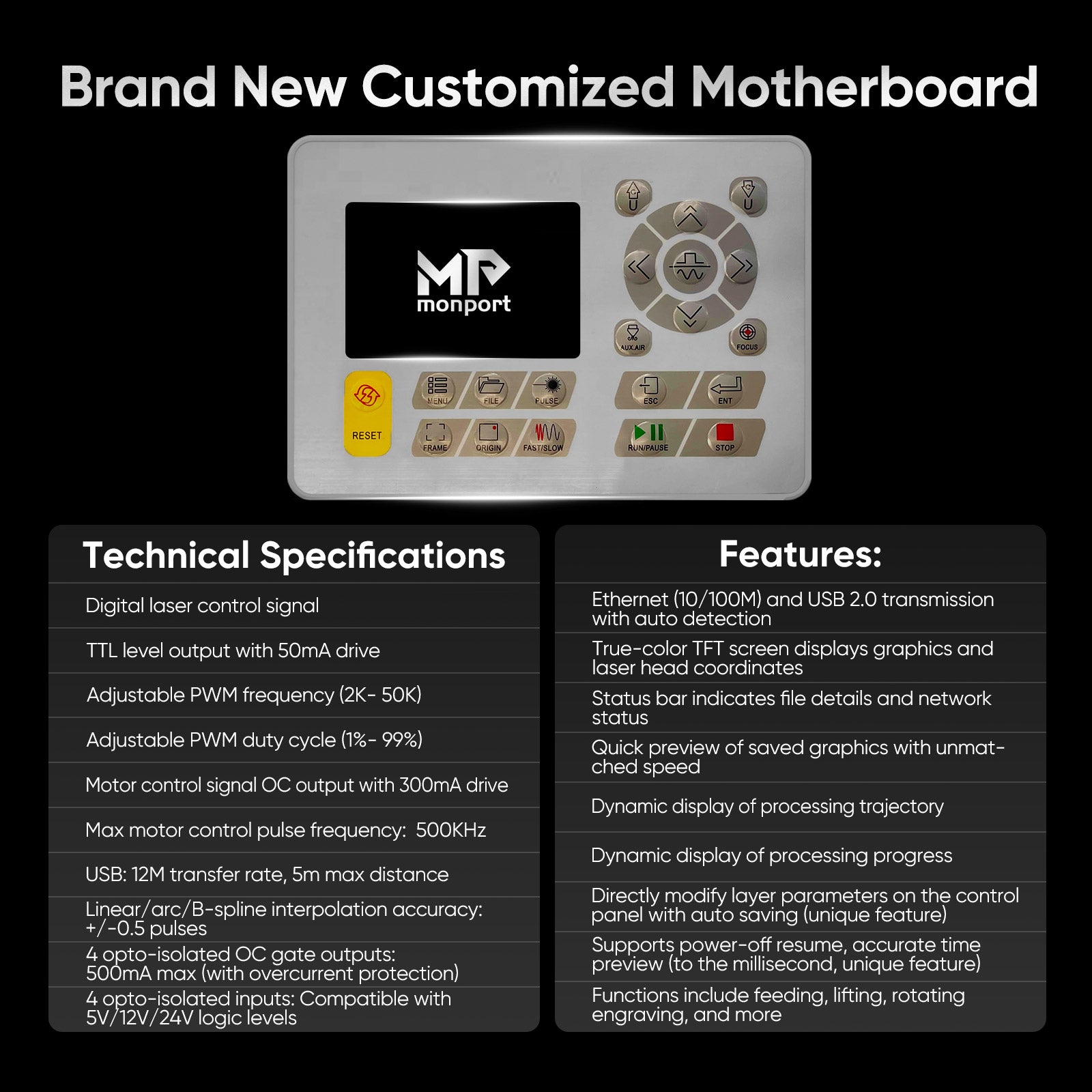 Monport 80W CO2 Laser Engraver & Cutter (28" x 20") with Autofocus