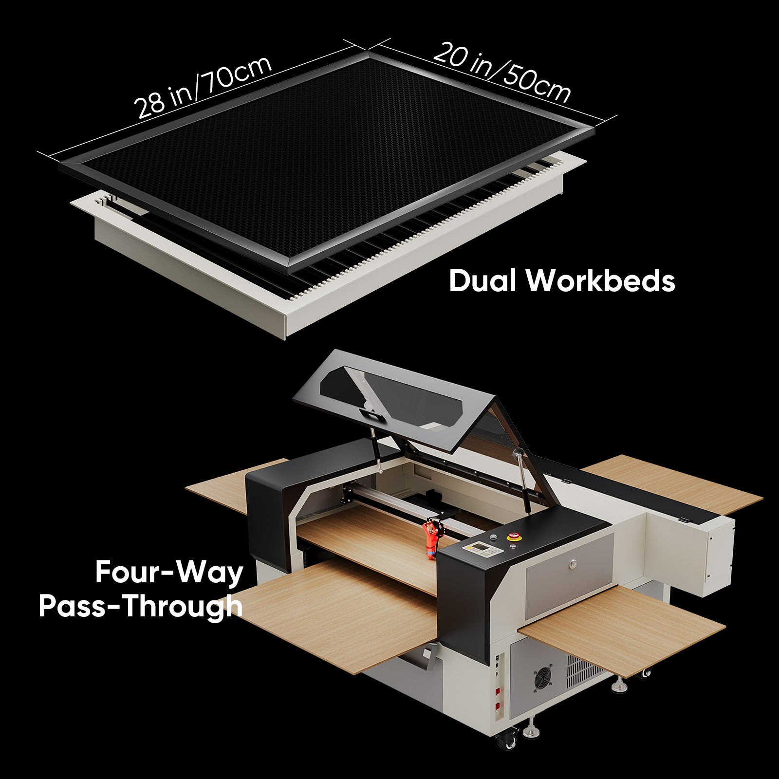 Monport 80W CO2 Laser Engraver & Cutter (28" x 20") with Autofocus