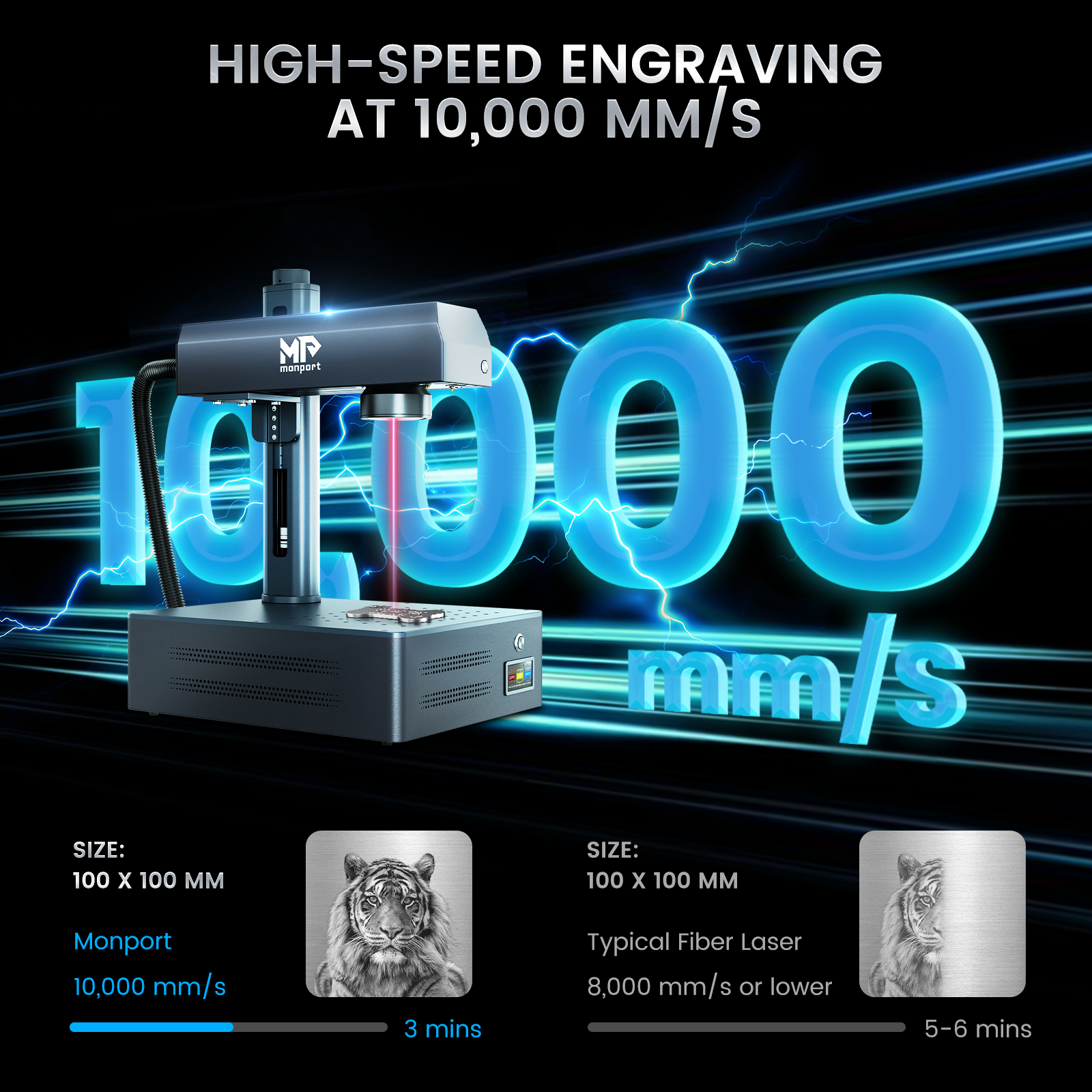 Monport GM 50W Pro Integrated Fiber Laser Engraver & Marking Machine with AutoFocus