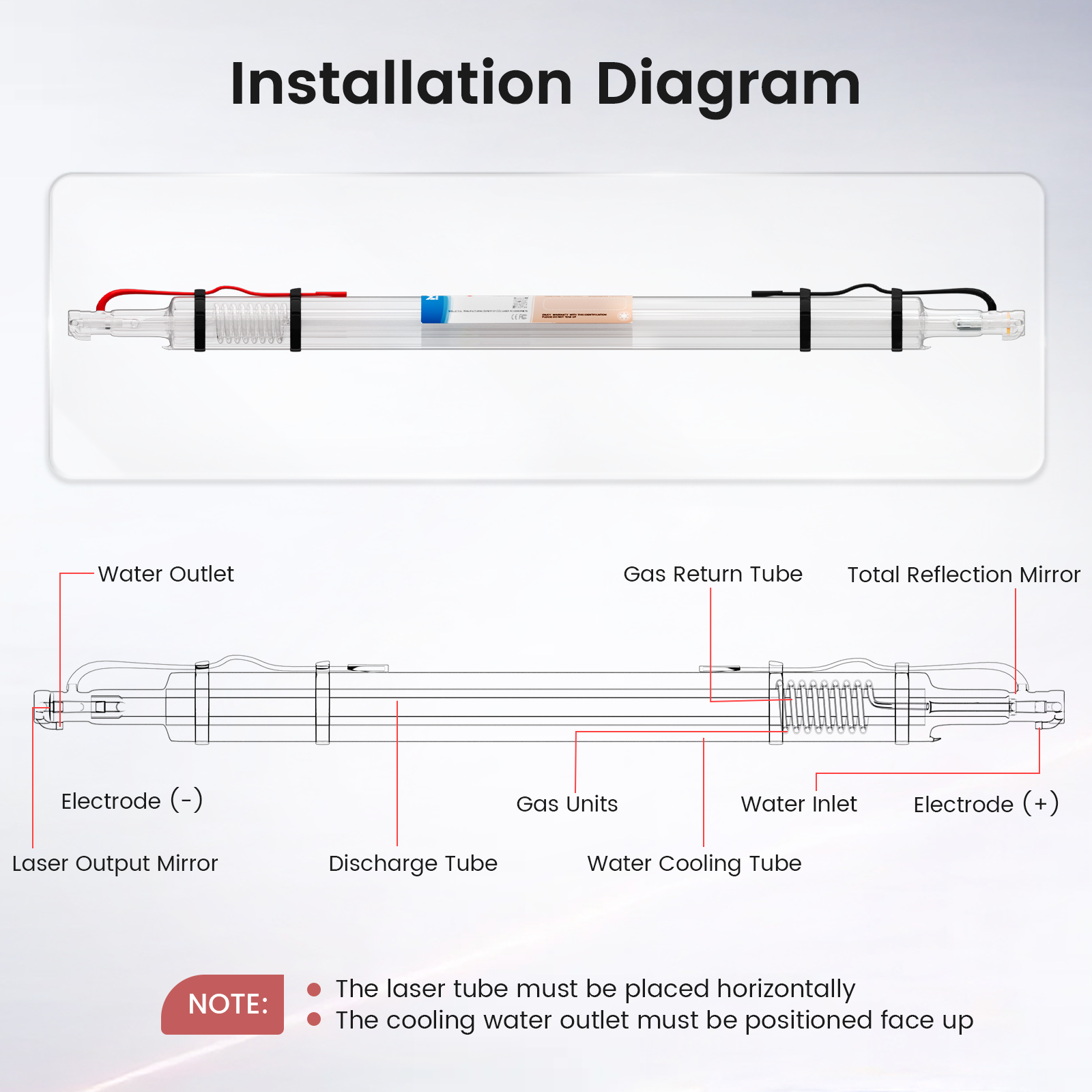 Monport 60W CO2 Laser Tube for Laser Engraver