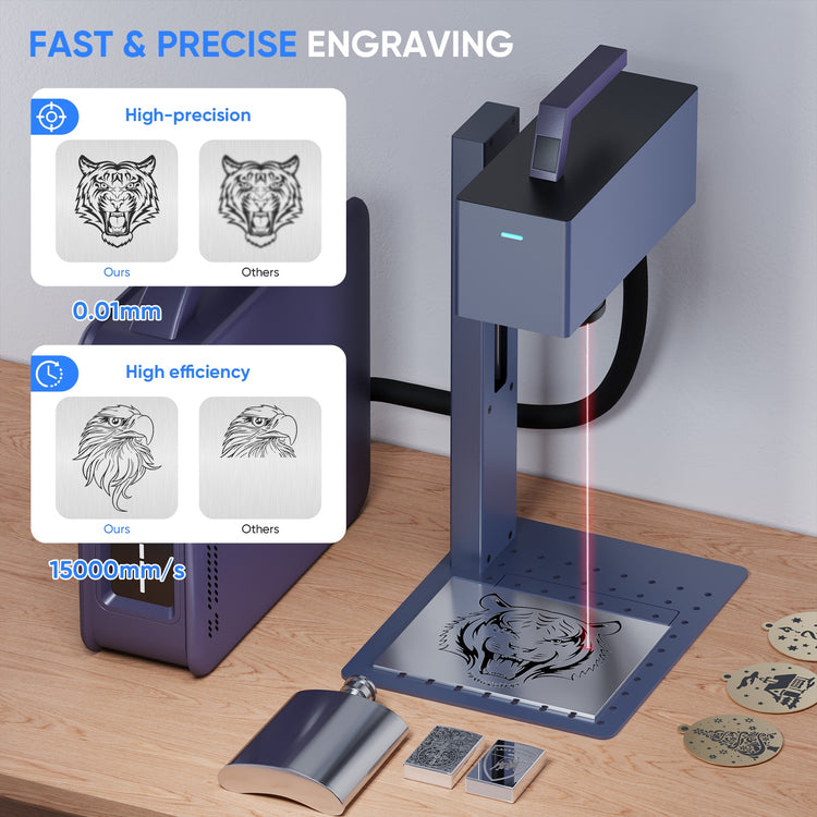 Monport 20W Portable Fiber Laser Engraver for Color Metal Marking-JP