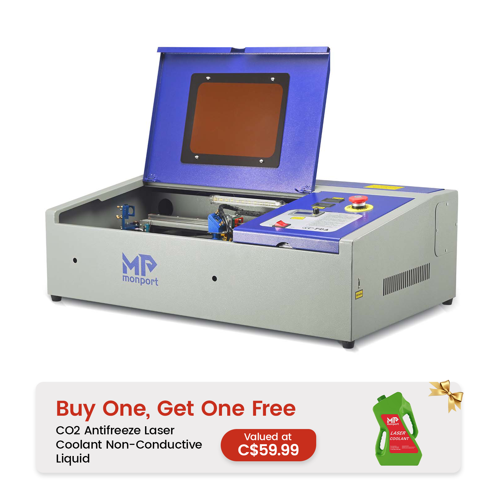 Monport 40W Pro Lightburn-Supported (12" X 8") CO2 Laser Engraver & Cutter with Air Assist