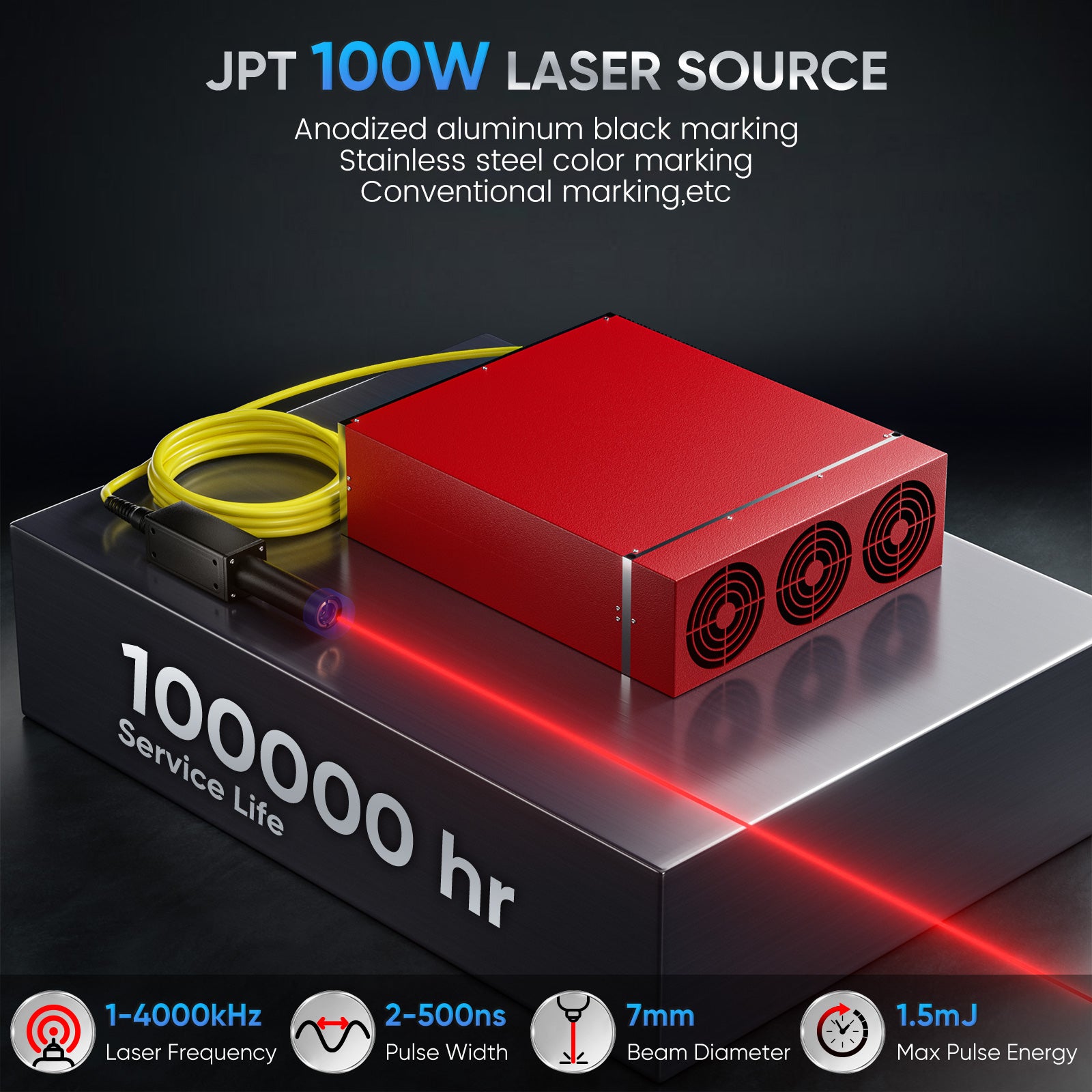 Monport GA 100W Upgraded Integrated MOPA Fiber Laser Engraver & Marking Machine with Auto Focus