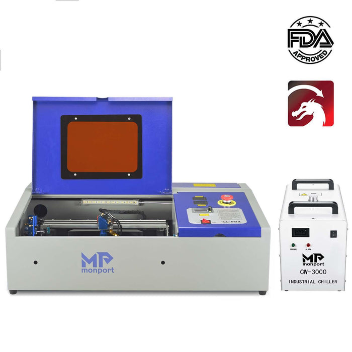 Monport 40W Pro Lightburn-Supported CO2 Laser Engraver with CW3000 Water Cooling System