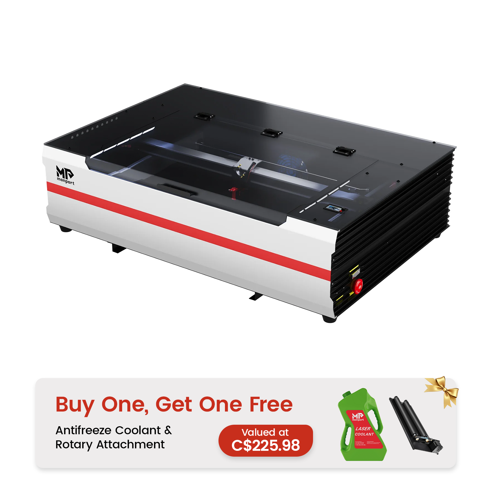 Graveur et découpeur laser CO2 de bureau Monport Reno65 65 W (61 x 41 cm) avec autofocus magnétique