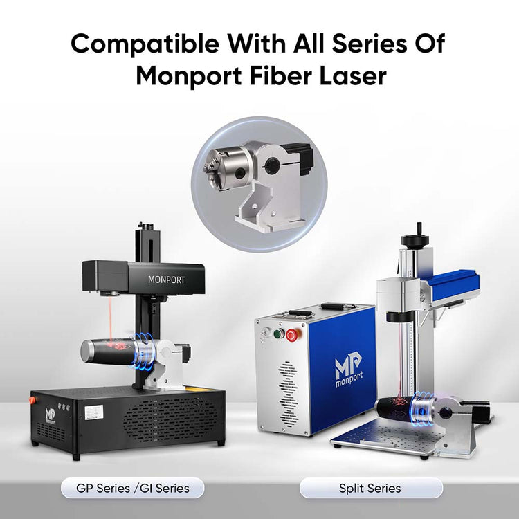 Monport 80MM Three Jaws Rotary Axis Attachment with a Scale Dial (for Fiber Engravers only)