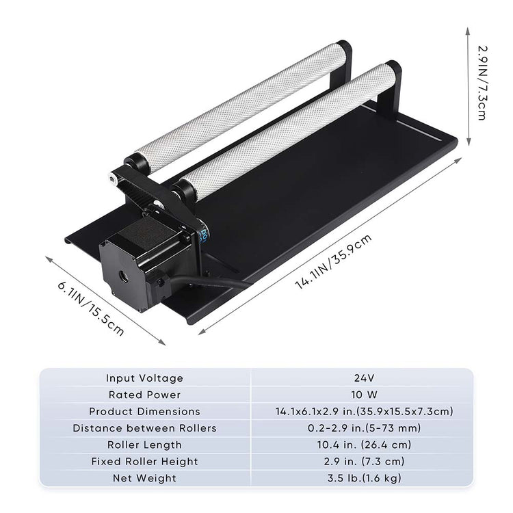 Monport Laser Rotary Roller 360° for 60w-150W CO2 Laser Engraver to hold cylindrical objects