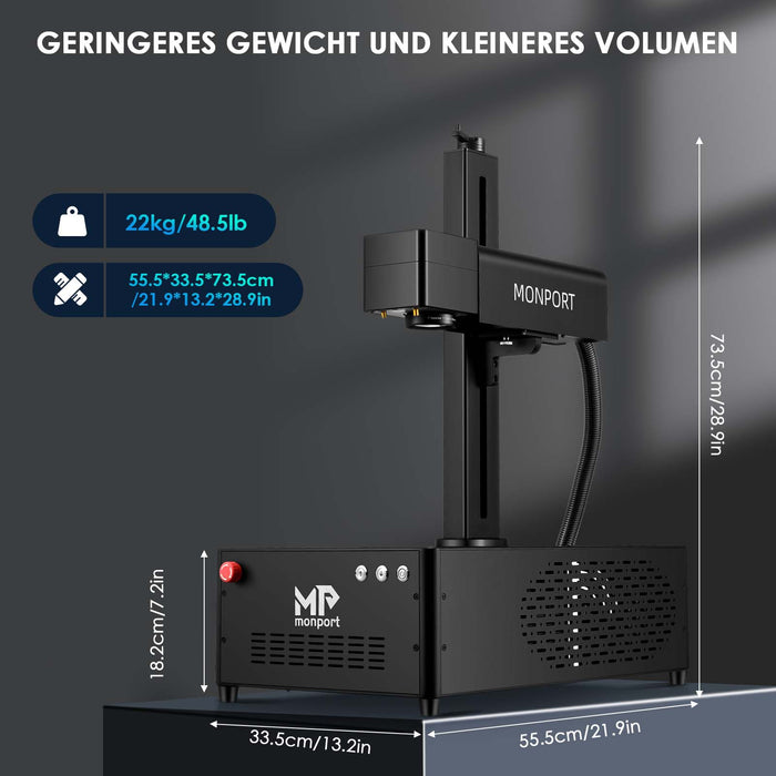 MONPORT GP50 Integrierte Glasfaser-Lasergravier- und Markiermaschine mit elektrischer Hebevorrichtung