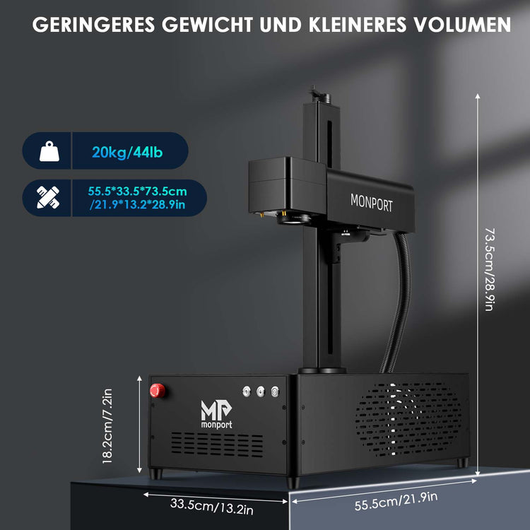 MONPORT GP20 Integrierte Glasfaser-Lasergravier- und Markiermaschine mit elektrischer Hebevorrichtung