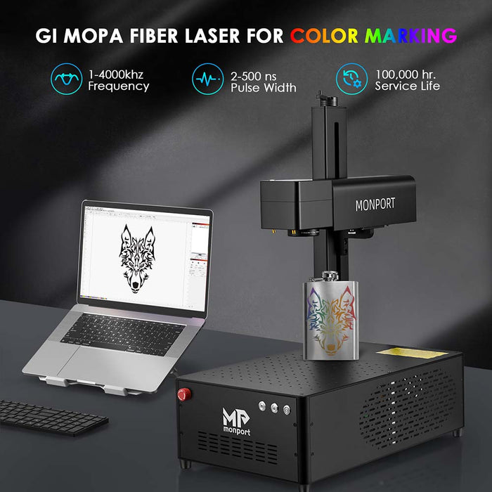 Monport GI30 Integrated MOPA Fiber Laser Engraver & Marking Machine with Electric Lifting