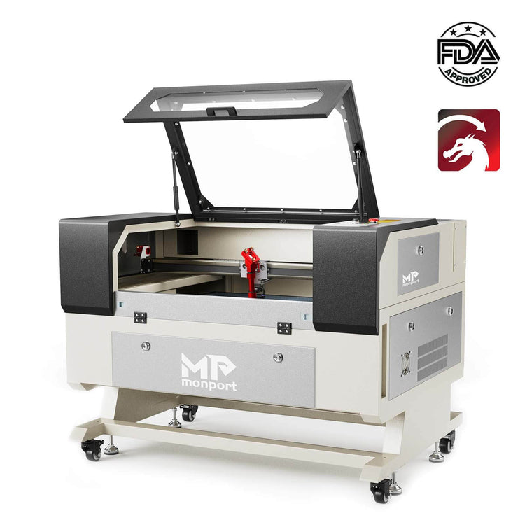 Monport 60W CO2 Laser Graviermaschine & Cutter (28" x 20") Gravurfläche mit Autofokus