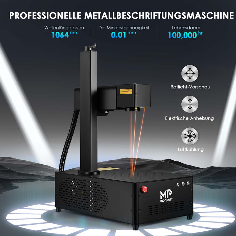 Monport GI30 Integrierte MOPA Faser-Lasergravier- und Markiermaschine mit elektrischer Ausstattung zum Heben