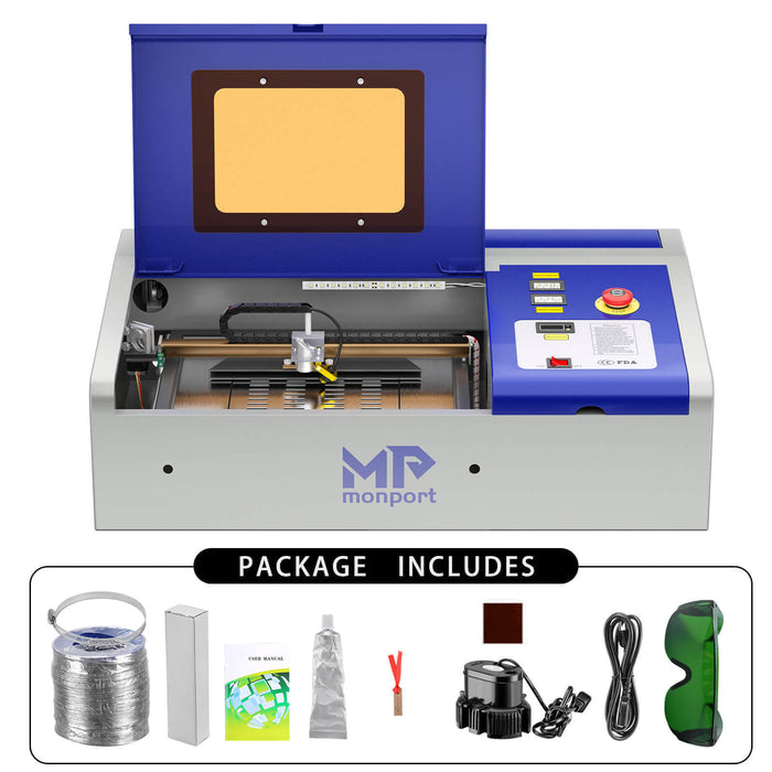 Monport 40W Lightburn-ready (12" X 8") CO2 Laser Engraver & Cutter with FDA Approval