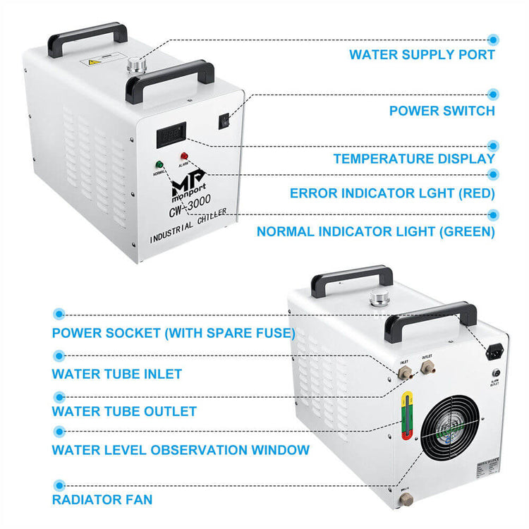 Monport 9L CW-3000 Water Cooling System with Air Purifier Laser Fume Extractor