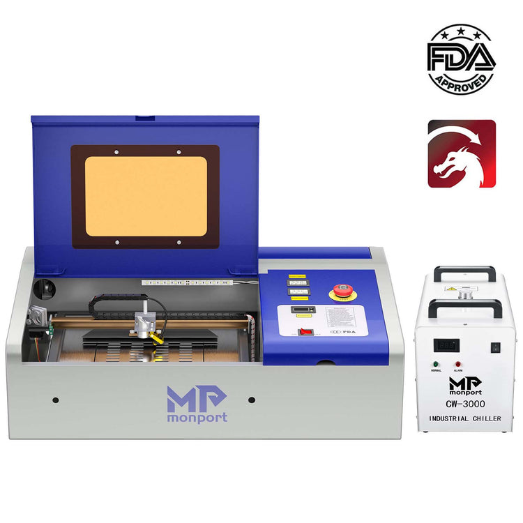 Monport 40W Lightburn-ready (12" X 8") CO2 Laser Engraver & Cutter with FDA Approval