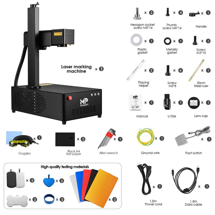 Monport GI30 Integrated MOPA Fiber Laser Engraver & Marking Machine with Electric Lifting